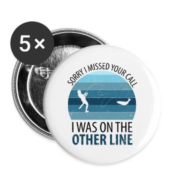 Fishermen Anglers Fishing Fishing - Buttons large 2.2''/56 mm (5-pack) - white - Front