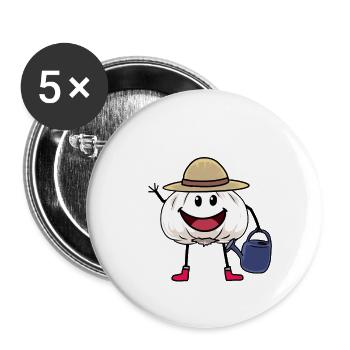 Garlic Gardener Gardening Harvest Garden Vegetables - Buttons large 2.2''/56 mm (5-pack) - white - Front