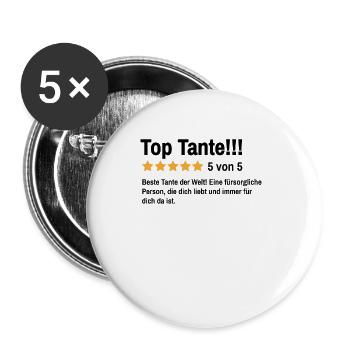 Beste Tante der Welt Spruch - Buttons groß 56 mm (5er Pack) - Weiß - Vorne