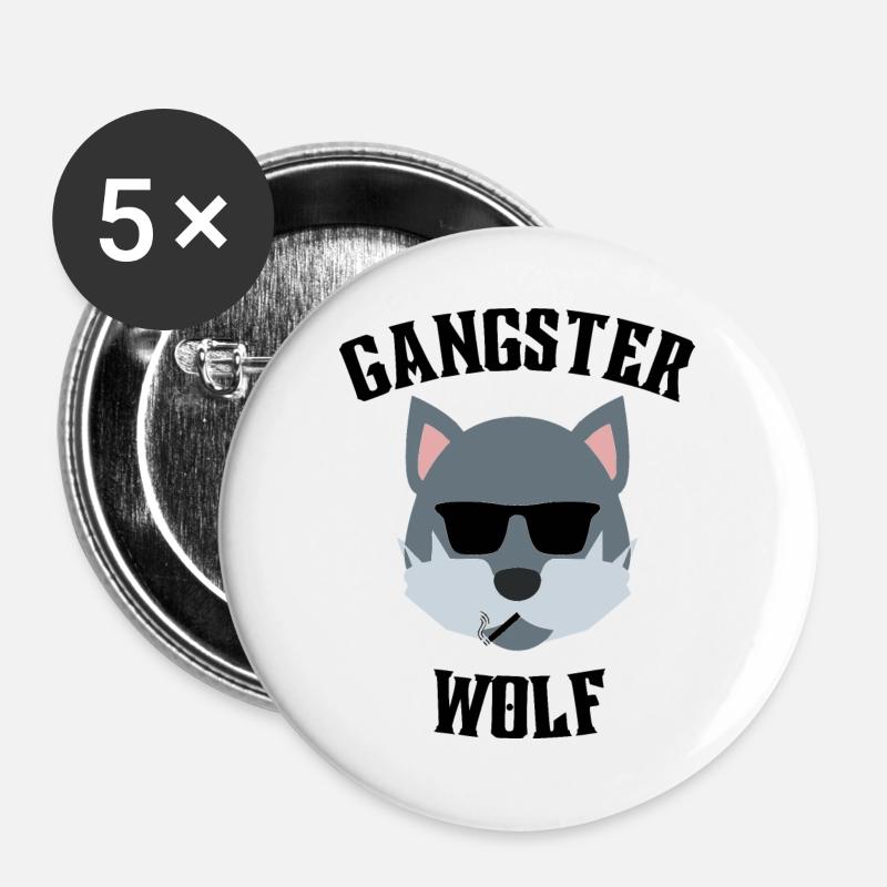 Gangster Wolf - Buttons large 2.2''/56 mm (5-pack) - white