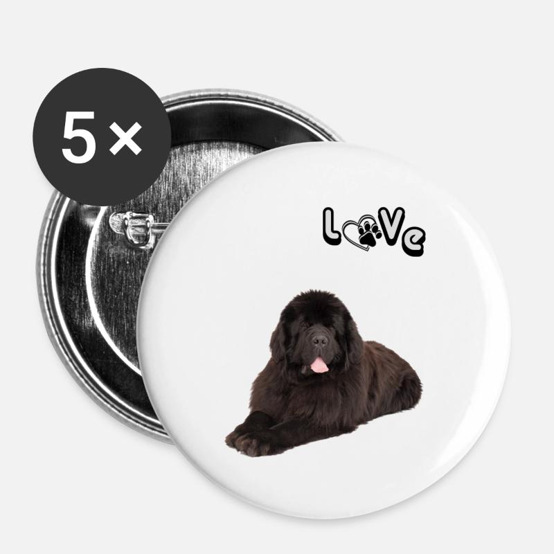 Dog love to a Newfoundlander is so goat - Buttons large 2.2''/56 mm (5-pack) - white