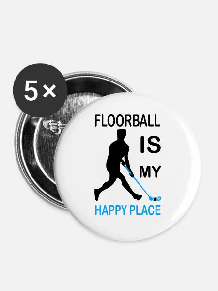 Floorball - Buttons groß 56 mm (5er Pack) - Weiß