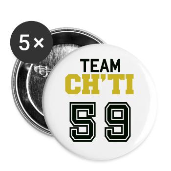 Team chti 59 nord cadeau humour homme femme - Lot de 5 grands badges (56 mm) - blanc - Devant