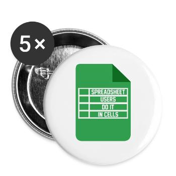 Les utilisateurs de feuilles de calcul le font dans les cellules Comptable Excel - Lot de 5 grands badges (56 mm) - blanc - Devant
