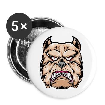 Sérieux-Dangereux Chien T-SHIRT Premium, Dangerous - Lot de 5 grands badges (56 mm) - blanc - Devant