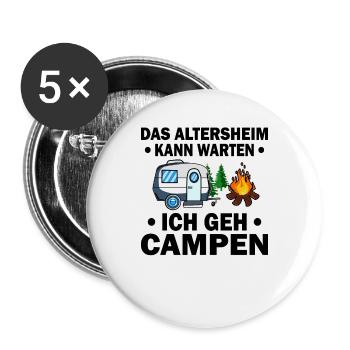 Camper und Rentner - Buttons groß 56 mm (5er Pack) - Weiß - Vorne
