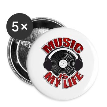 MUSIC is my life Headset - Lot de 5 grands badges (56 mm) - blanc - Devant