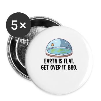 Flat Earth Theory Flat Earth Army Earth - Lot de 5 grands badges (56 mm) - blanc - Devant