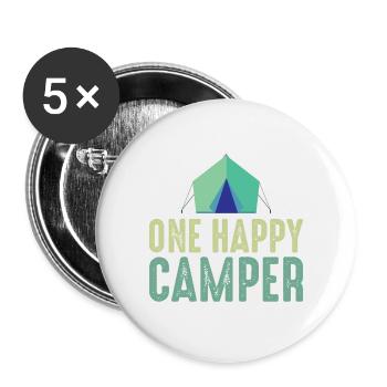 Camping Zelten Natur Freiheit Urlaub Ferien - Buttons groß 56 mm (5er Pack) - Weiß - Vorne