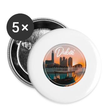 Dubai Sonnenuntergang Skyline Boot - Buttons groß 56 mm (5er Pack) - Weiß - Vorne