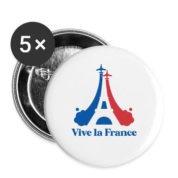 Vive La France Drapeau Français Fier Paris - Lot de 5 grands badges (56 mm) - blanc - Devant