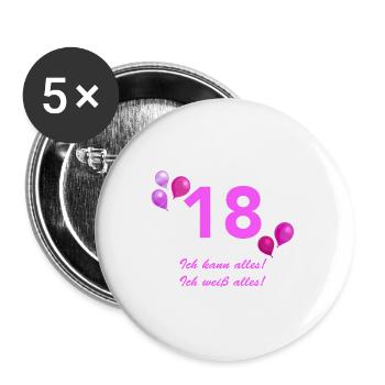 Endlich 18 Ich Kann Alles - Buttons groß 56 mm (5er Pack) - Weiß - Vorne