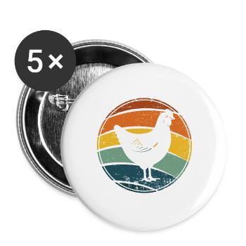 Huhn - Buttons groß 56 mm (5er Pack) - Weiß - Vorne
