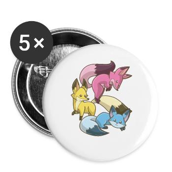Pansexual Fox,Kawaii Pastel Goth Anime Art Pan - Buttons groß 56 mm (5er Pack) - Weiß - Vorne