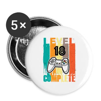Level 18 Complete Controller 18th Birthday - Buttons large 2.2''/56 mm (5-pack) - white - Front