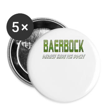 BAERBOCK DARAUF HABE ICH BOCK - Buttons groß 56 mm (5er Pack) - Weiß - Vorne