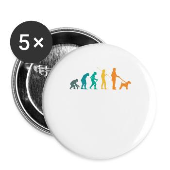 Airedale terrier Hund Vintage Retro Evolution - Buttons groß 56 mm (5er Pack) - Weiß - Vorne