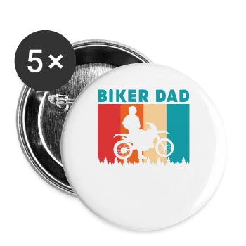 Motorcycle Papa Biker Moped Freedom and Love - Buttons large 2.2''/56 mm (5-pack) - white - Front
