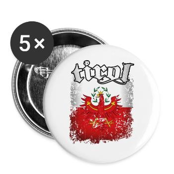 Tyrol flag retro Tyrolean eagle coat of arms - Buttons large 2.2''/56 mm (5-pack) - white - Front