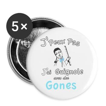 J'peu pas j''ai guignole - Lot de 5 grands badges (56 mm) - blanc - Devant