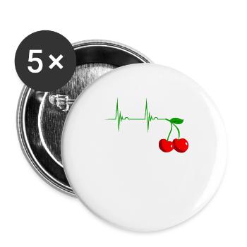 Cerise cerise battement de coeur fruit cerises - Lot de 5 grands badges (56 mm) - blanc - Devant