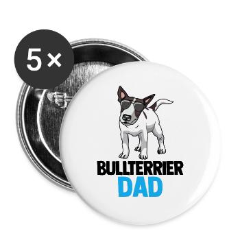 Bullterrier Dad - Buttons groß 56 mm (5er Pack) - Weiß - Vorne