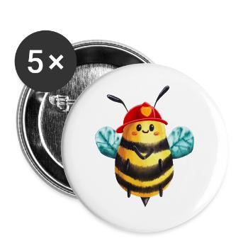 Fire Chief Bee: Fire Brigade Hero - Buttons large 2.2''/56 mm (5-pack) - white - Front