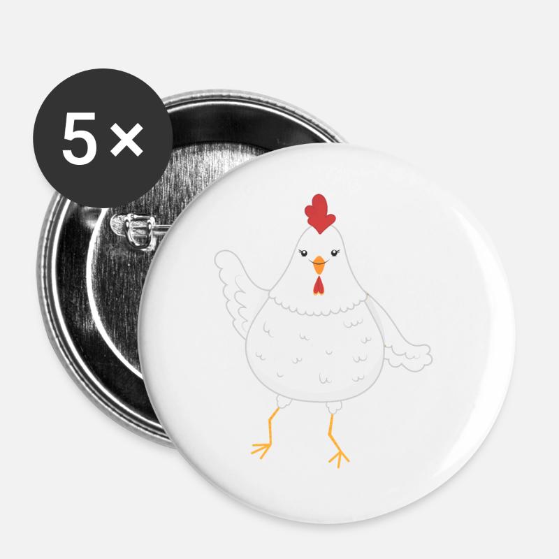 Chicken chickens - Buttons large 2.2''/56 mm (5-pack) - white