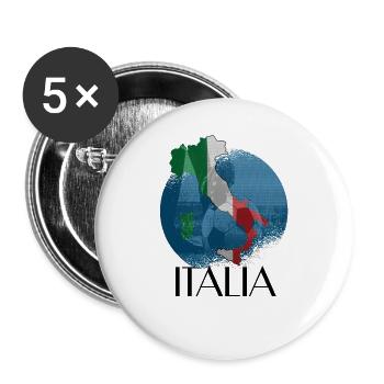 Italia , Italien ,Football, Fußball Fan Flagge - Buttons groß 56 mm (5er Pack) - Weiß - Vorne