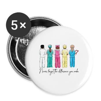 Krankenschwester Team Wertschätzung Zitat - Buttons groß 56 mm (5er Pack) - Weiß - Vorne