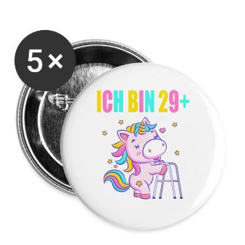 30 Jahre Einhorn ich bin 29+ 30. Geburtstag - Buttons groß 56 mm (5er Pack) - Weiß - Vorne