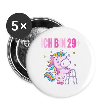 30 Jahre Einhorn ich bin 29+ 30. Geburtstag - Buttons groß 56 mm (5er Pack) - Weiß - Vorne