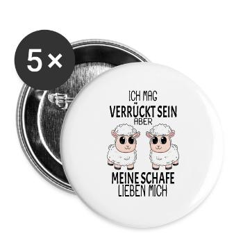 Schaf Schafe Spruch Geschenk - Buttons groß 56 mm (5er Pack) - Weiß - Vorne