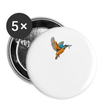 Eisvogel I Kingfisher Naturschutz Motiv für - Buttons groß 56 mm (5er Pack) - Weiß - Vorne