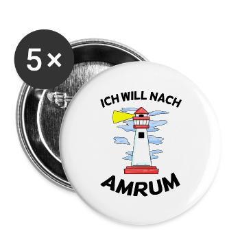 Amrum Nordsee Geschenk - Buttons groß 56 mm (5er Pack) - Weiß - Vorne