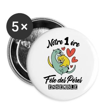 Body bébé meilleur papa première fête des pères - Lot de 5 grands badges (56 mm) - blanc - Devant