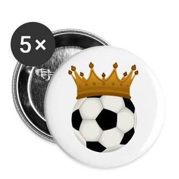 Fußball mit Krone – Fußball der König des Sports - Buttons groß 56 mm (5er Pack) - Weiß - Vorne