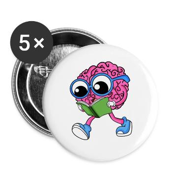 Brain on reading - Buttons large 2.2''/56 mm (5-pack) - white - Front