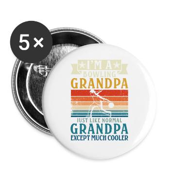 Bowling Opa Bowling Grandpa Bowling - Buttons groß 56 mm (5er Pack) - Weiß - Vorne
