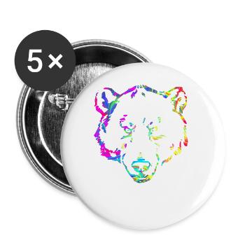 Bär marmoriert - Buttons groß 56 mm (5er Pack) - Weiß - Vorne
