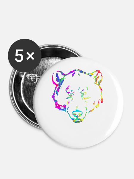 Bär marmoriert - Buttons groß 56 mm (5er Pack) - Weiß