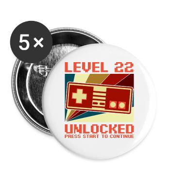 LEVEL 22 UNLOCKED 22 Birthday Gamer Controller - Buttons large 2.2''/56 mm (5-pack) - white - Front