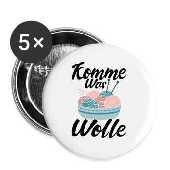 Stricken Häkeln Wolle Nähen Geschenk - Buttons groß 56 mm (5er Pack) - Weiß - Vorne
