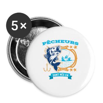 Anniversaire Pour Meilleur Pêcheur né en Janvier - Lot de 5 grands badges (56 mm) - blanc - Devant