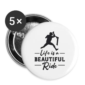 Scooter Stunt Vintage E-Scooter Retro Geschenkidee - Buttons groß 56 mm (5er Pack) - Weiß - Vorne