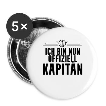 Führerschein Boot Kapitän Motorboot Geschenk - Buttons groß 56 mm (5er Pack) - Weiß - Vorne