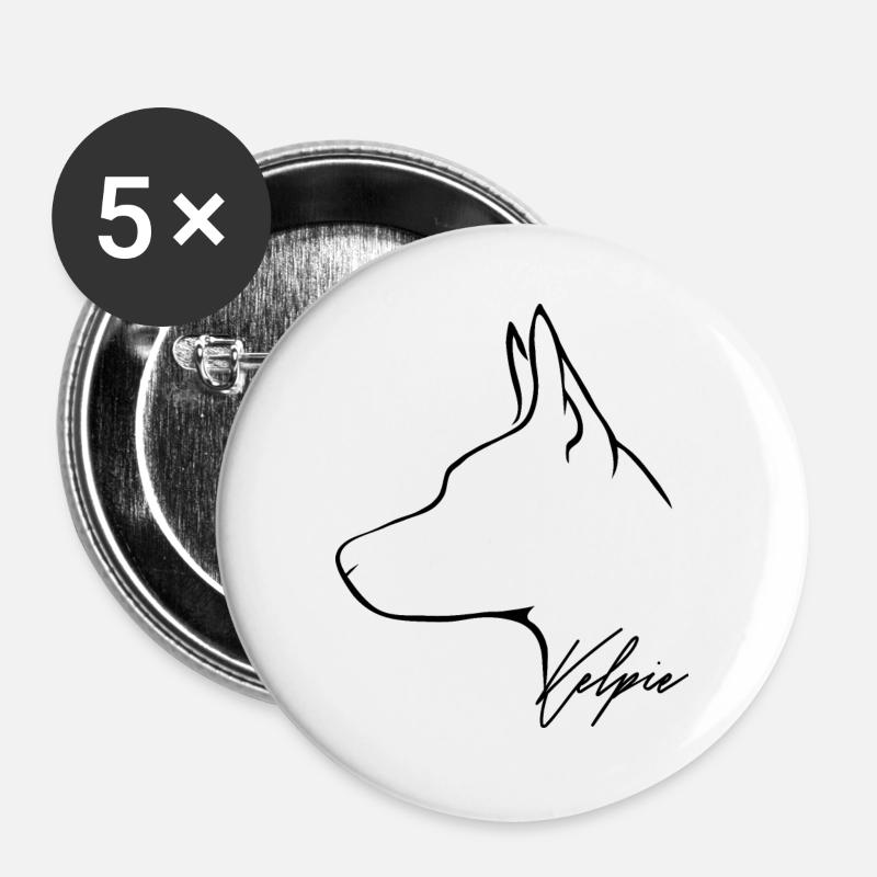 KELPIE Profile Dog Dogs Herding Dog Wilsigns - Buttons large 2.2''/56 mm (5-pack) - white