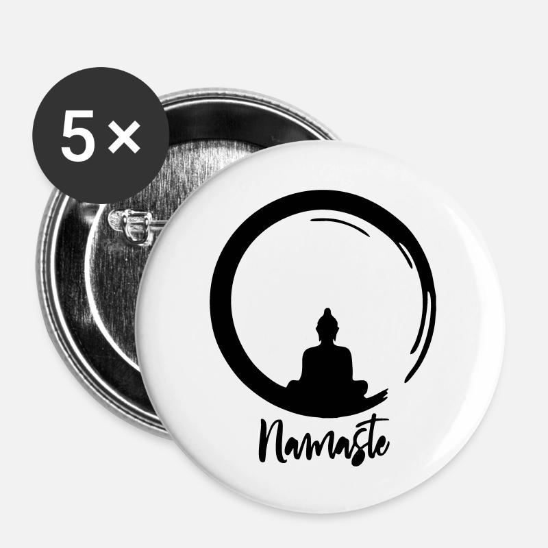Namaste - Buttons groß 56 mm (5er Pack) - Weiß