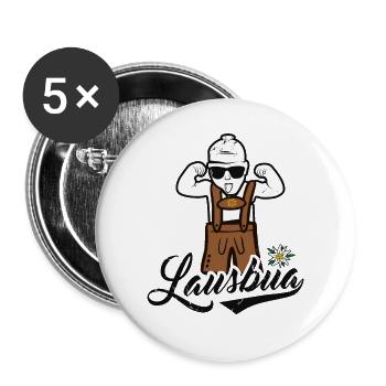 Lausbua - Buttons groß 56 mm (5er Pack) - Weiß - Vorne