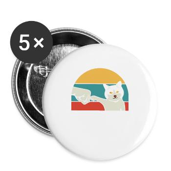 Vintage Best Cat Dad Daddy Retro - Buttons large 2.2''/56 mm (5-pack) - white - Front
